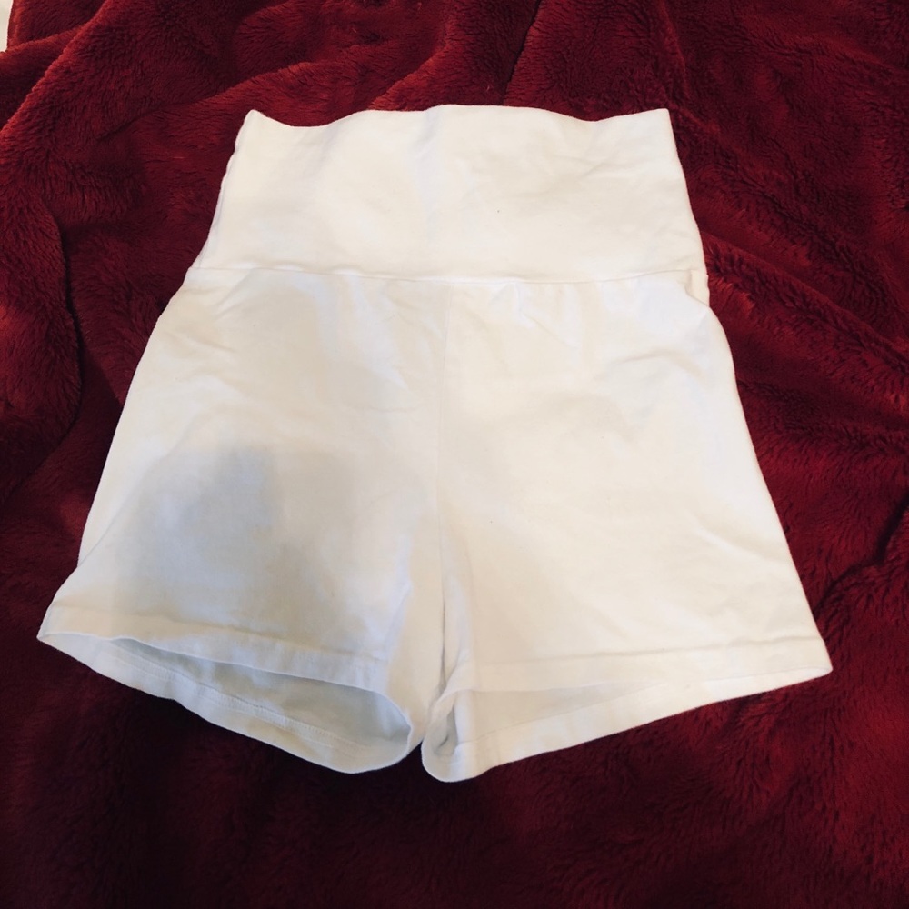 American Apparel High Waisted White Spandex Shorts